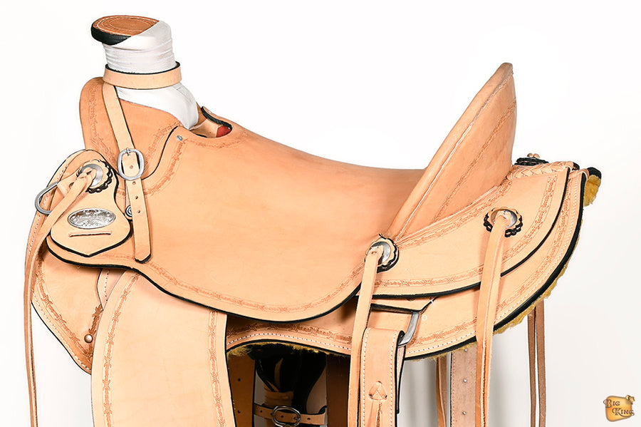 HILASON Western Horse Wade Saddle American Leather Ranch Roping Tan | Hand Tooled & For Horses