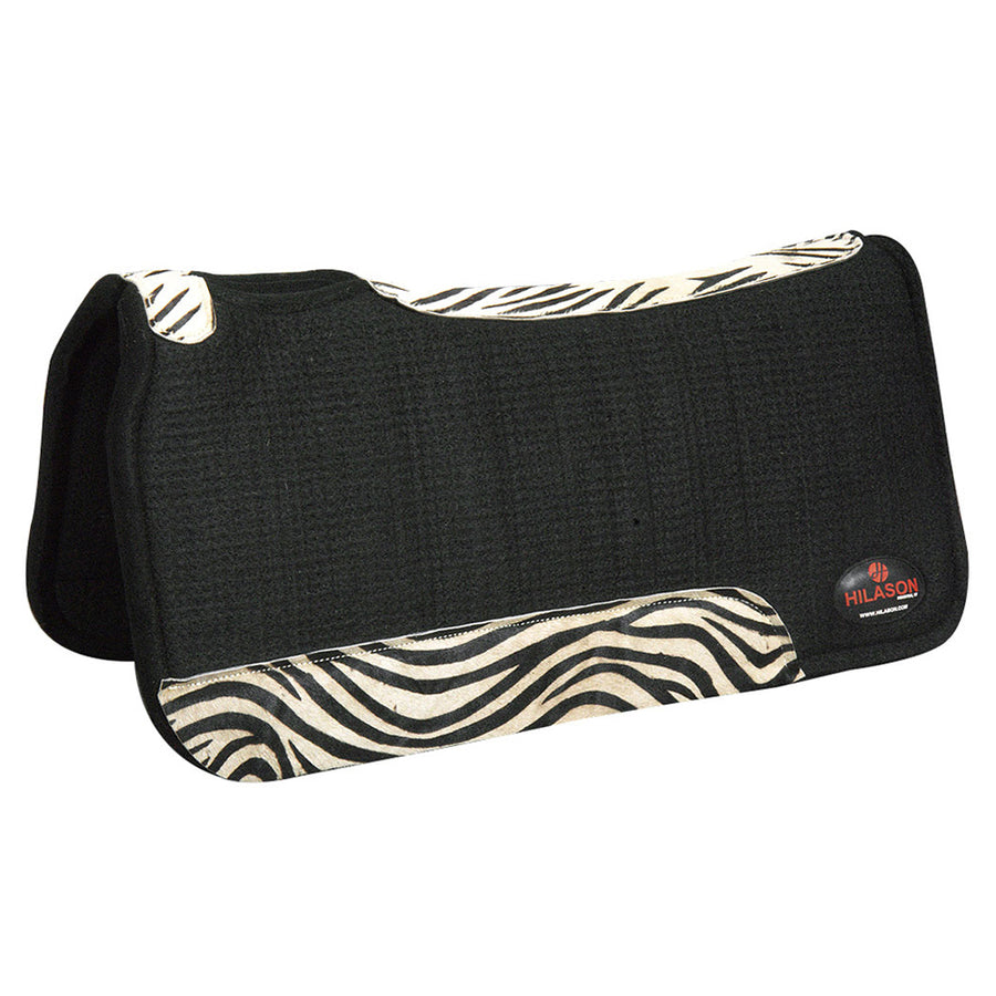 W. Wool Felt H. Saddle Pad W/ Zebra Print Hair On Leather by Hilason – Cowboy and equestrian accessories