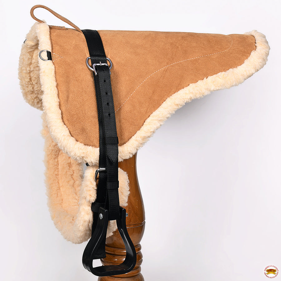 HILASON Western Horse Suede Leather Bareback Pad | Breast Collar and Girth Saddle Pads Baretek Riding for Horses
