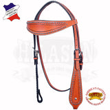 Western Horse Headstall Tack Bridle American Leather Mahogany Hilason