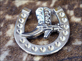 Western Screw Back Concho Nickel Finish Horse Shoe Design Saddle Cowboy