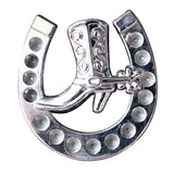 Western Screw Back Concho Nickel Finish Horse Shoe Design Saddle Cowboy