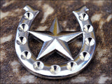 Western Screw Back Concho Nickel Finish Horseshoe Star Design Saddle