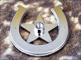 Western Screw Back Concho Nickel Finish Horseshoe Star Design Saddle