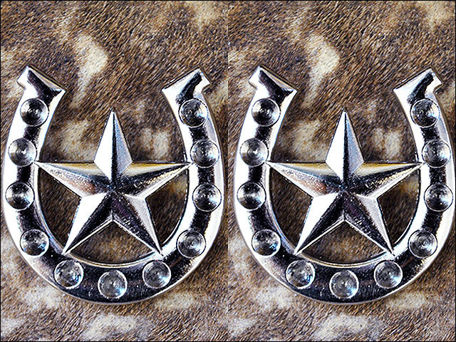 HILASON Western Screw Back Concho Nickel Horse Shoe Star Design Saddle Black Color | Bridle Conchos Slotted