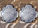 HILASON Western Screw Back Concho Antique Silver Finish Floral Berry Saddle | Western Concho Belt | Slotted Conchos