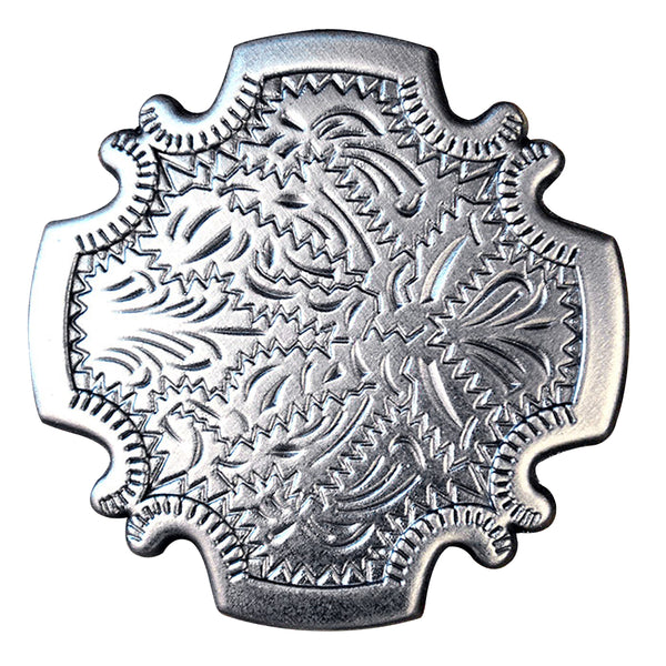 Western Screw Back Concho Antique Silver Finish Floral Berry Saddle - Uhorse