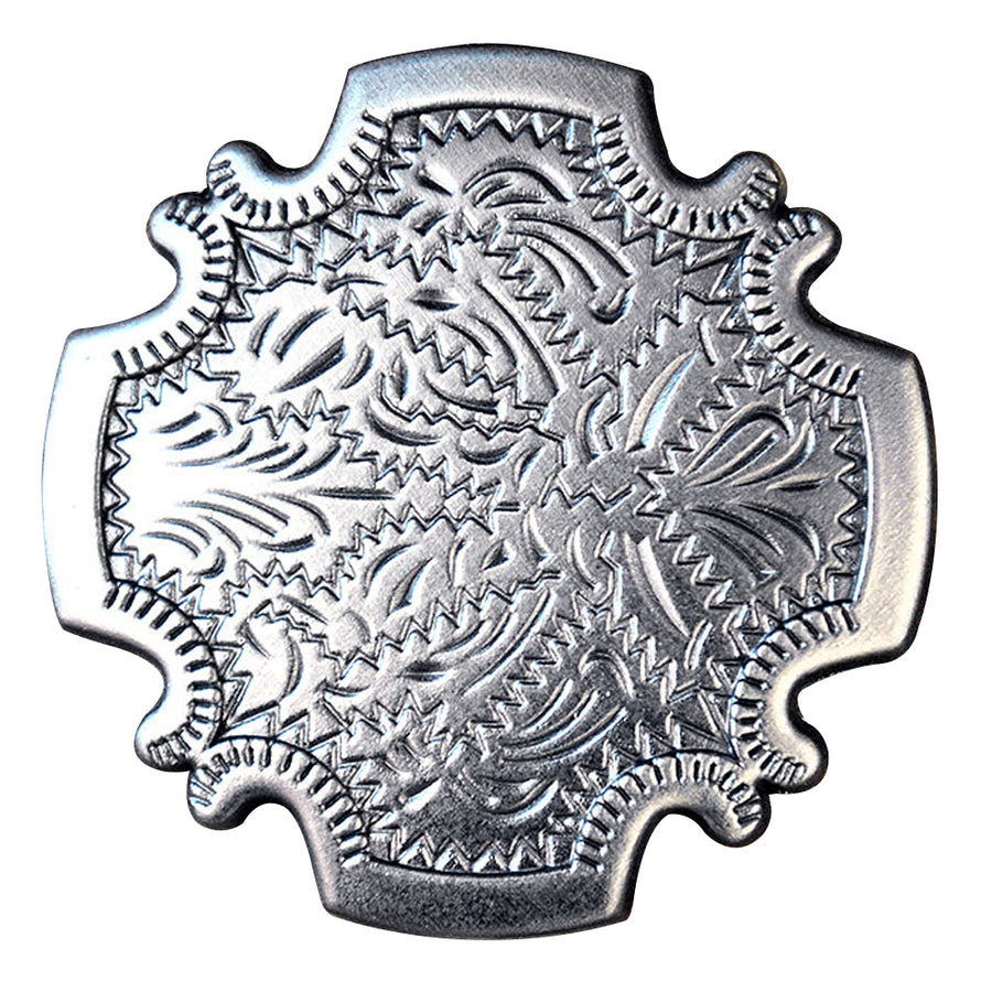 Set Of 4 Western Screw Back Concho Antique Silver Finish Floral Saddle - Uhorse