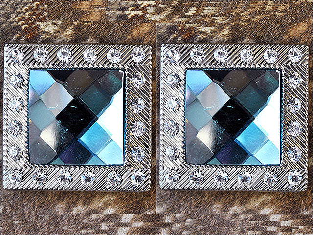 HILASON Western Screw Back Concho Turquoise Crystal Nickel Finish Square Saddle | Belt Slotted Conchos