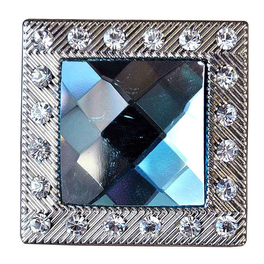 Western Screw Back Concho Turquoise Crystal Nickel Finish Square Saddle - Uhorse