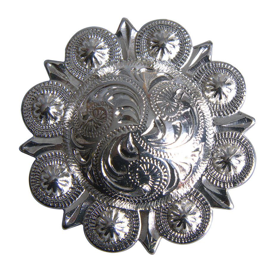 8 pieces 2 In. Western Nickle Plated Berry Conchos Hilason - Uhorse