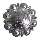 16 pieces 2 In. Western Nickle Plated Berry Conchos Hilason - Uhorse