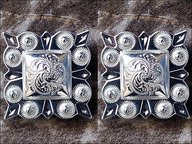 HILASON Western Screw Back Concho German Silver 1 In Square Cowgirl S | Belt Slotted Conchos