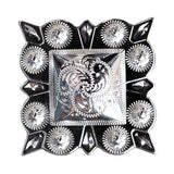 Set Of 32 Western Screw Back Concho German Silver 1.25 In Square Hilason - Uhorse