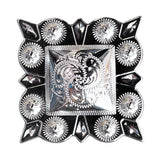 Set Of 16 W. Screw Back Concho German Silver 1.25 In Square Hilason – by Hilason – Cowboy and equestrian accessories