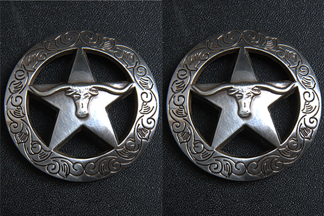 HILASON Western Screw Back Concho 1.5 In Silver Longhorn Star Saddle Cowgirl | Belt Slotted Conchos