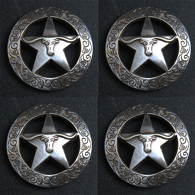 HILASON Western Screw Back Concho 1.5 In Silver Longhorn Star Saddle Cowgirl | Belt Slotted Conchos