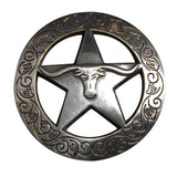 Western Screw Back Concho 1.5 In Silver Longhorn Star Saddle Cowgirl