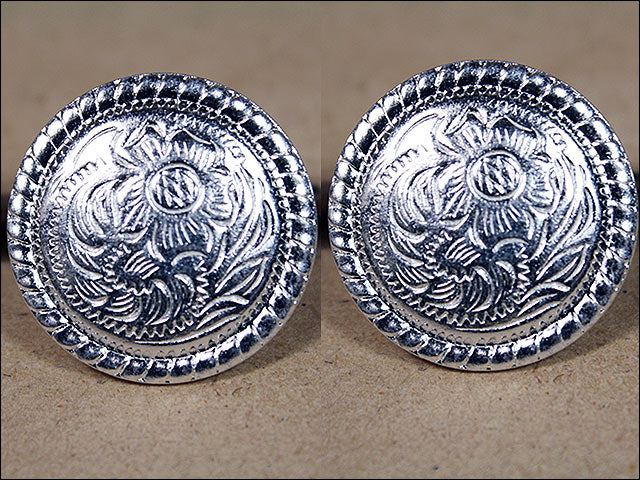 HILASON Screw Back Concho Wood Silver Rope Edge Round Saddle Color | Bridle Conchos Western Slotted