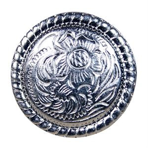 Western Screw Back Concho 1 In Wood Silver Rope Edge Round Saddle Cowgirl - Uhorse
