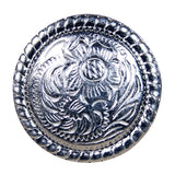 Set Of 16 Screw Back Concho 1 In Wood Silver Rope Edge Round Saddle - Uhorse