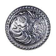 HILASON Western Screw Back Concho 1.5 In Wood Silver Rope Edge Round Saddle | Belt Slotted Conchos