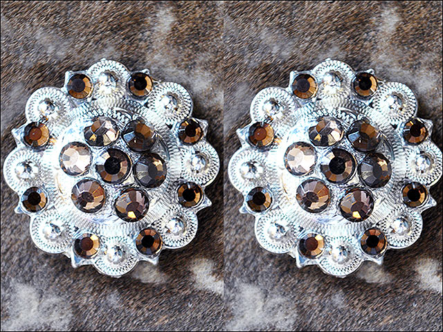 HILASON Western Berry Conchos Glass Rhinestones Bling 1.5" Tack Cowgirl Brown Color | Slotted Concho