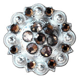 HILASON Western Berry Conchos Glass Rhinestones Bling 1.5" Tack Cowgirl Brown Color | Slotted Conchos | Bling Concho