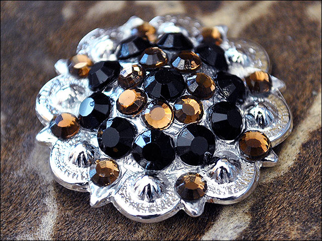 HILASON Western Berry Conchos Glass Rhinestones Bling 1.5" Tack Cowgirl Black Brown Color | Slotted Conchos | Bling Concho