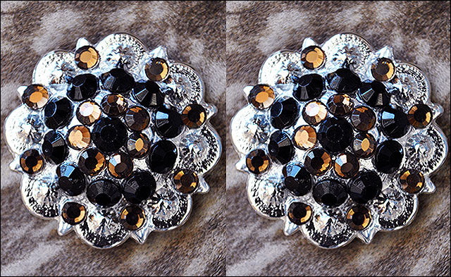 HILASON Western Berry Conchos Glass Rhinestones Bling 1.5" Tack Cowgirl Black Brown Color | Slotted Concho