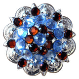 HILASON Western Berry Conchos Glass Rhinestones Bling Tack Cowgirl Aquamarine-Smoked Topaz Color | Slotted Conchos