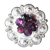 Western Screw Back Concho Crystal Amethyst Berry Saddle Bling Cowgirl