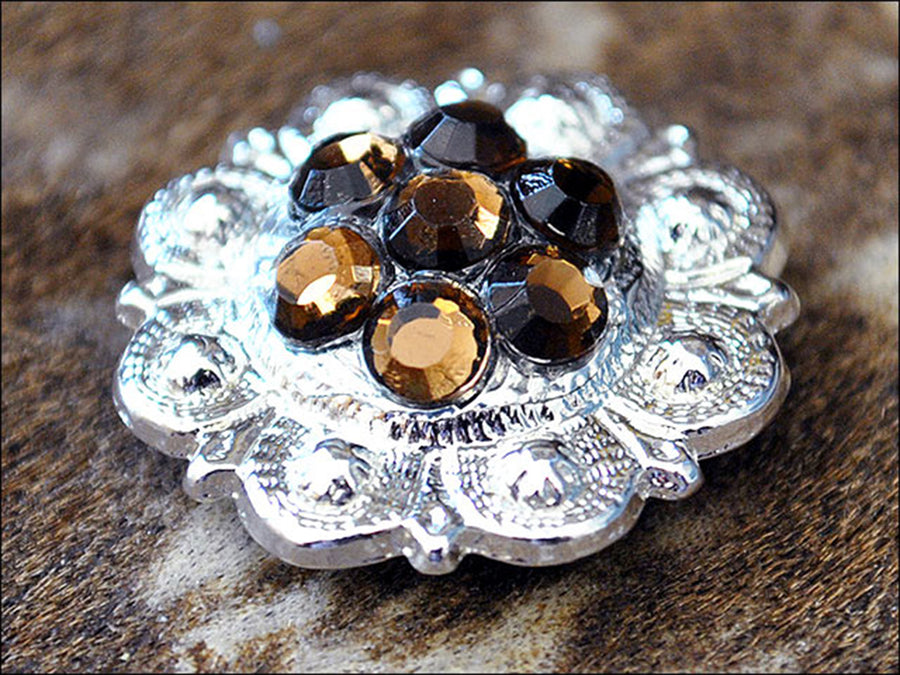 HILASON Western Screw Back Concho Crystal Berry Brown Saddle Bling Cowgirl | Belt Slotted Conchos