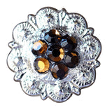 Western Screw Back Concho Crystal Berry Brown Saddle Bling Cowgirl