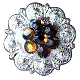 Set Of 8 Western Screw Back Concho Crystal Berry Brown Saddle Cowgirl - Uhorse