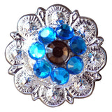 Western Screw Back Concho Nickel Finish Berry Saddle Bling Cowgirl
