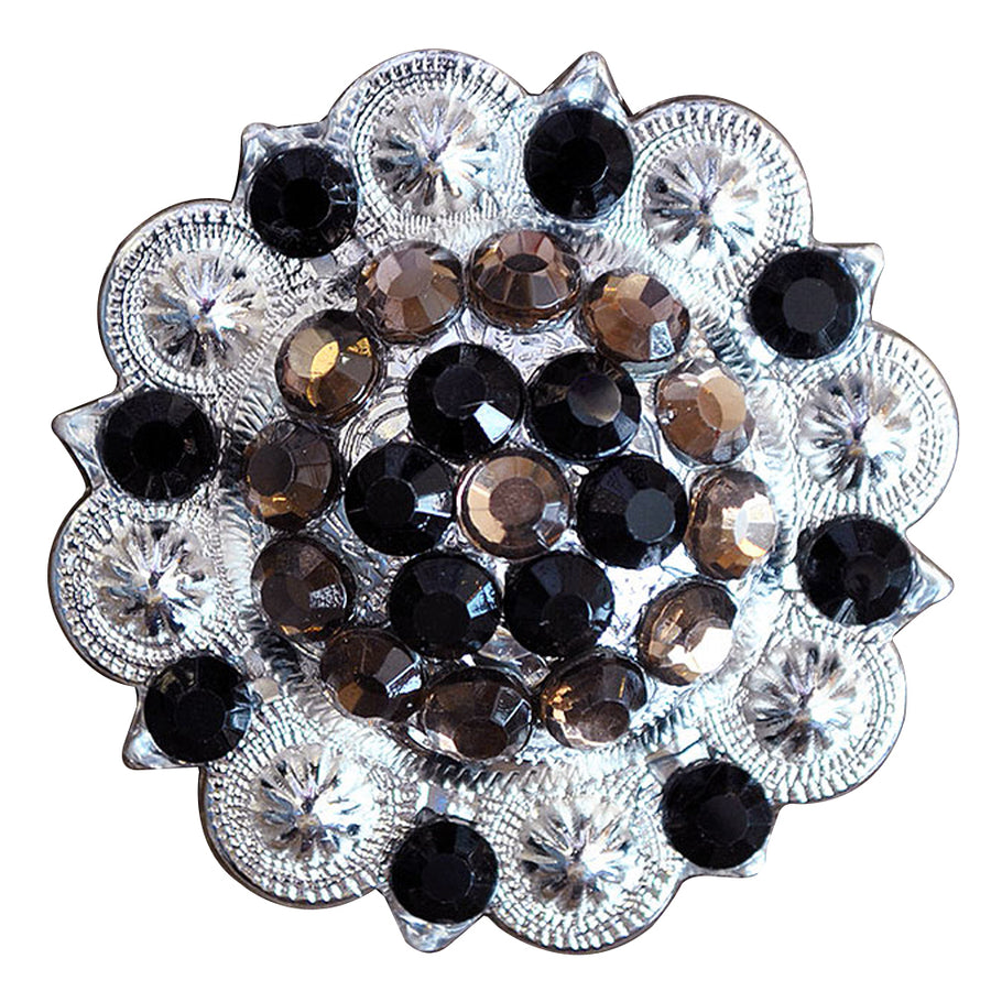 Set Of 16 Western Screw Back 2 In Concho Black and Brown Crystal Berry Saddle - Uhorse