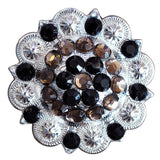 Set Of 32 Western Screw Back 2 In Concho Black and Brown Crystal Berry Saddle - Uhorse