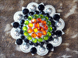 2 In Western Nickle Plated Rhinestone Berry Concho Hilason Bling