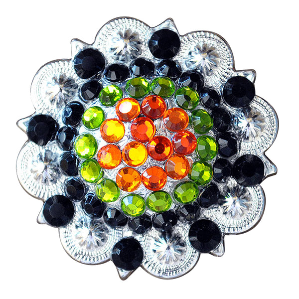 2 In Western Nickle Plated Rhinestone Berry Concho Hilason Bling - Uhorse