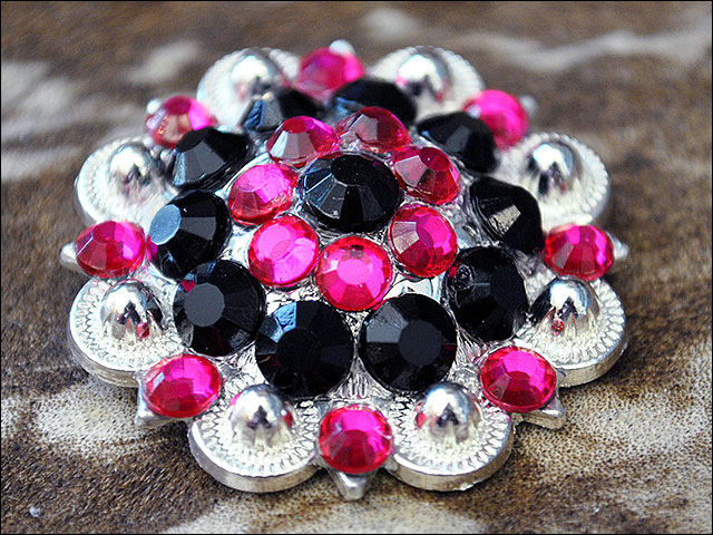 HILASON Black Hot Pink Crystals Berry Headstall Saddle Tack | Western Concho Belt Slotted Conchos