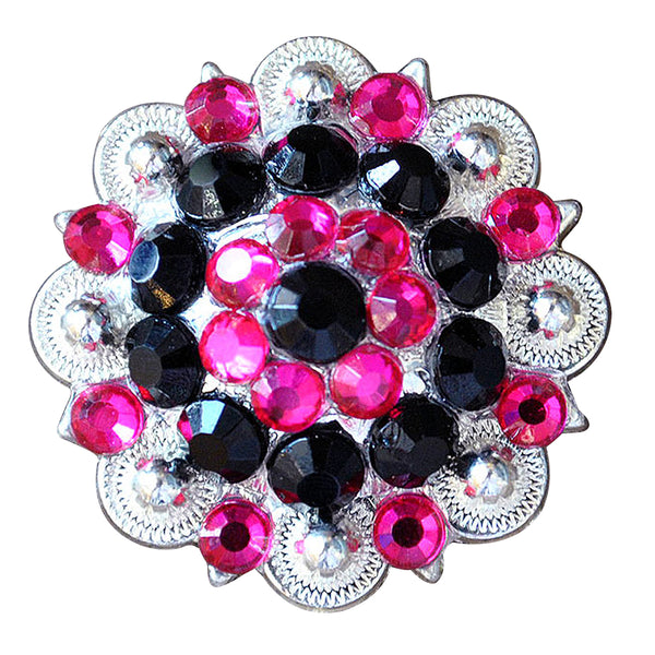 Black Hot Pink Crystals Berry Headstall Saddle Tack Hilason - Hilason