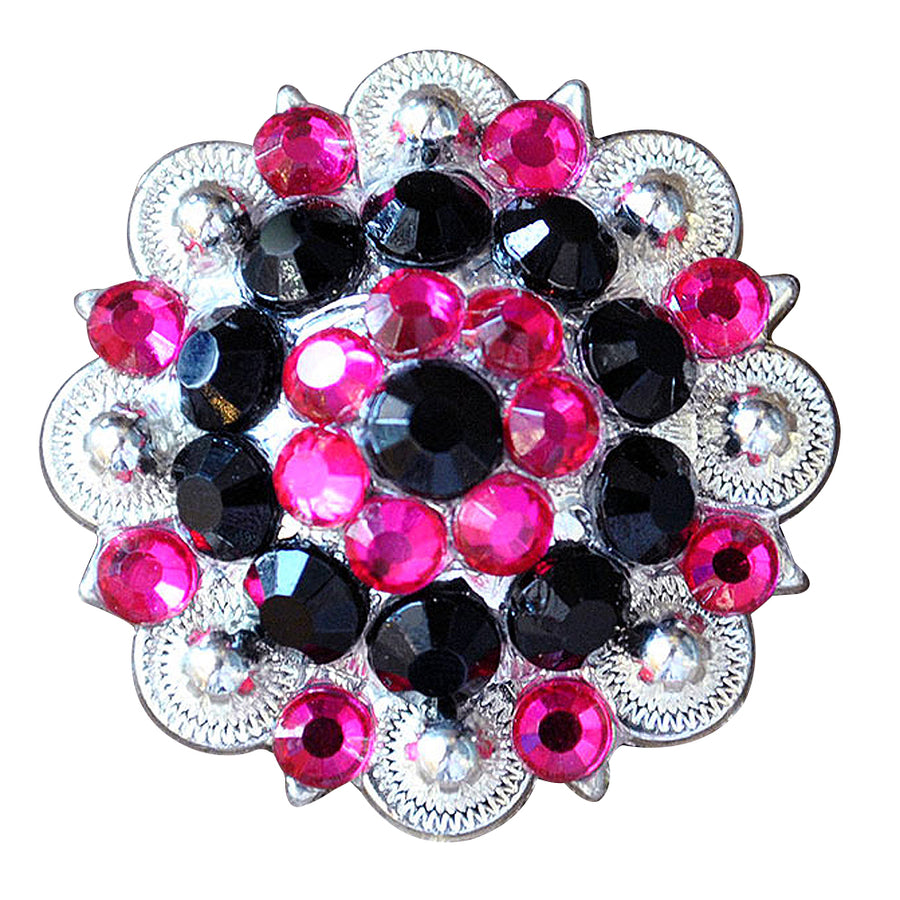 Black Hot Pink Crystals Berry Headstall Saddle Tack Hilason - Hilason