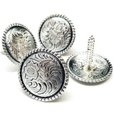 4 Pack 1-1/2" Silver Plated Flroal Round Concho Wood Screw Headstall - Uhorse