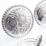 1" Set Of 4 Hilason Silver Plated Flroal Round Concho Wood Screw - Uhorse
