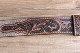 32 In 3D Mens Floral Western Roughout Leather Cowboy Belt