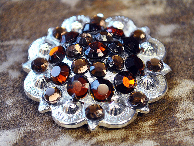 HILASON Brown And Topaz Crystals Berry Headstall Saddle Tack Cowgirl | Western Concho Belt Slotted Conchos