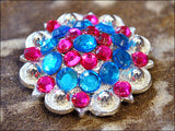 HILASON Capri And Fuchsia Crystals Berry Headstall Saddle Tack Cowgirl | Western Concho Belt Slotted Conchos