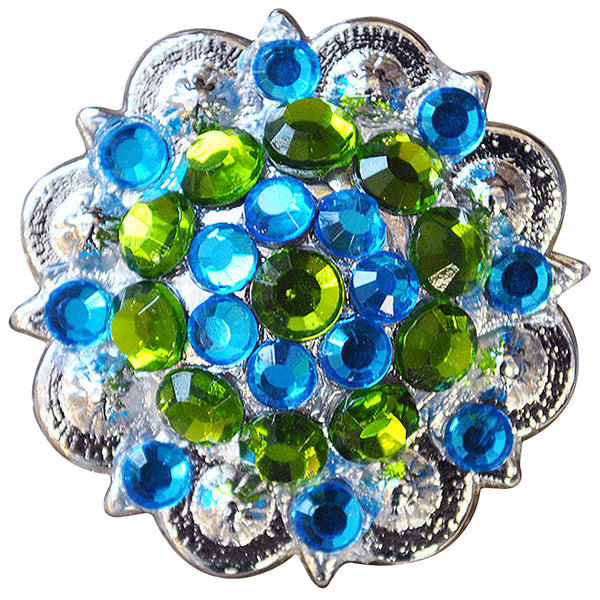 Peridot Green And Capri Blue Crystals Berry Headstall Saddle Hilason - Uhorse