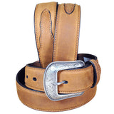 3D Brown Men'S Basic Leather Belt Removable Buckle